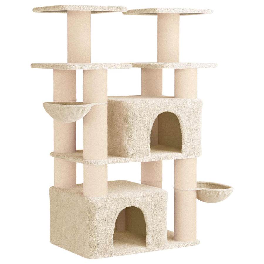 Kattenboom met sisal krabpalen 2 st Crèmekleurig 147 cm