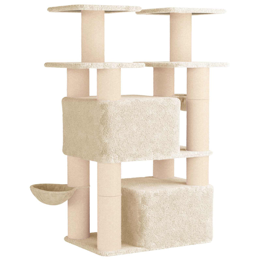Kattenboom met sisal krabpalen 2 st Crèmekleurig 147 cm