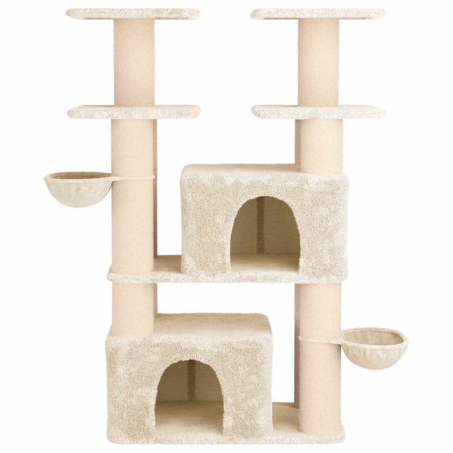 Kattenboom met sisal krabpalen 2 st Crèmekleurig 147 cm