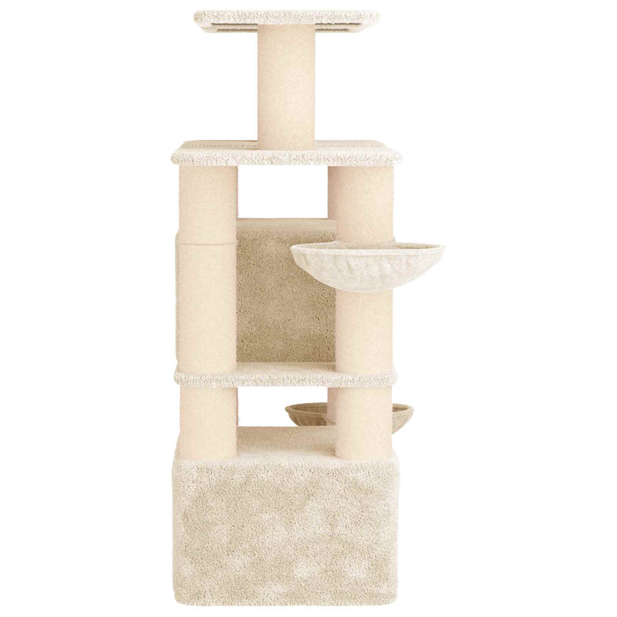 Kattenboom met sisal krabpalen 2 st Crèmekleurig 147 cm