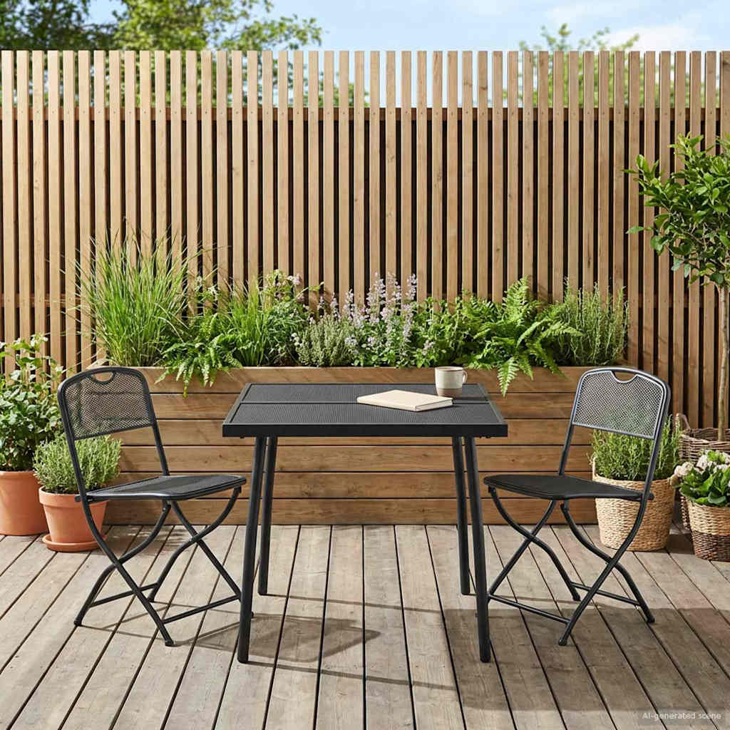 Buitenmeubelset 3 pcs Antracietkleurig Ijzer en Staal