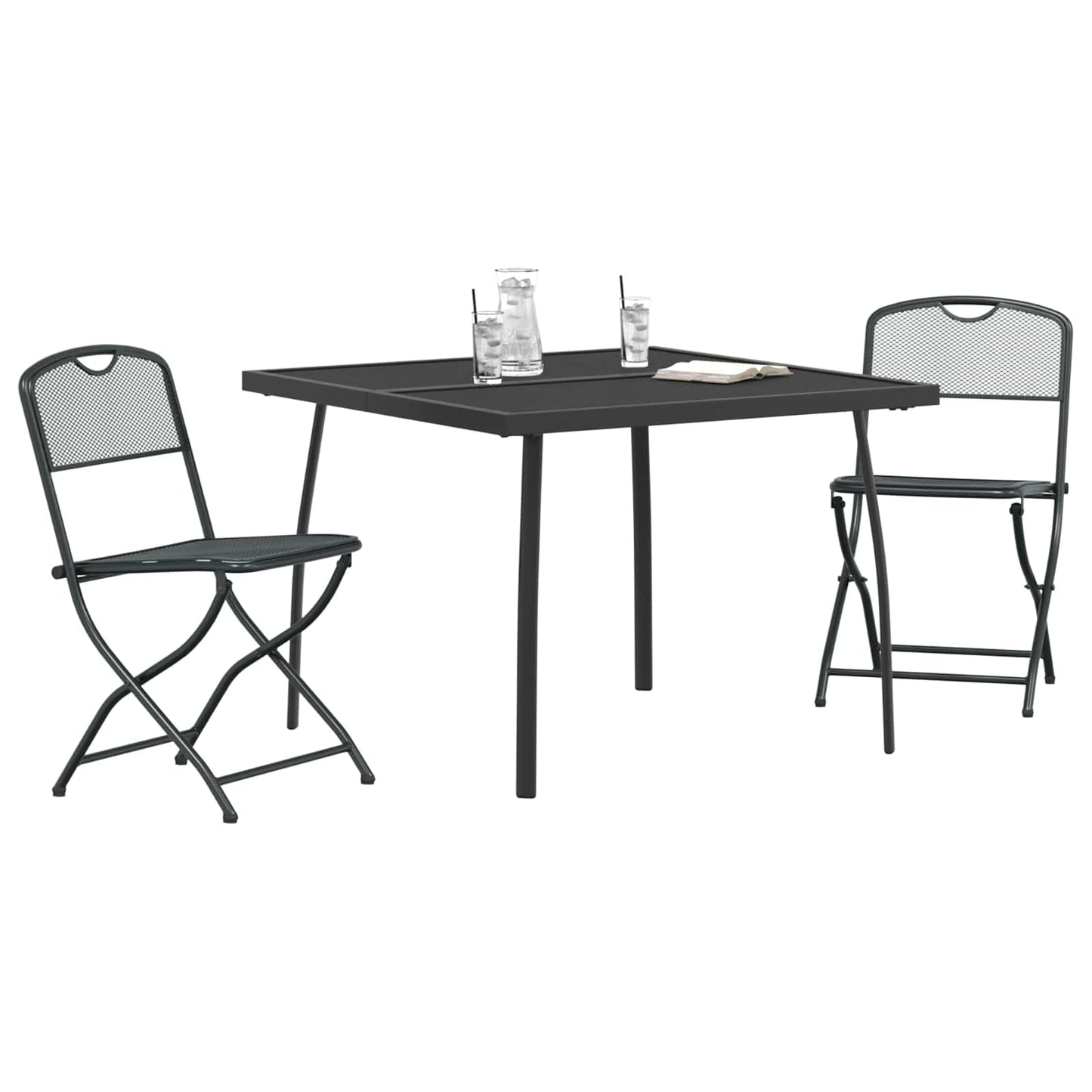 Buitenmeubelset 3 pcs Antracietkleurig Ijzer en Staal