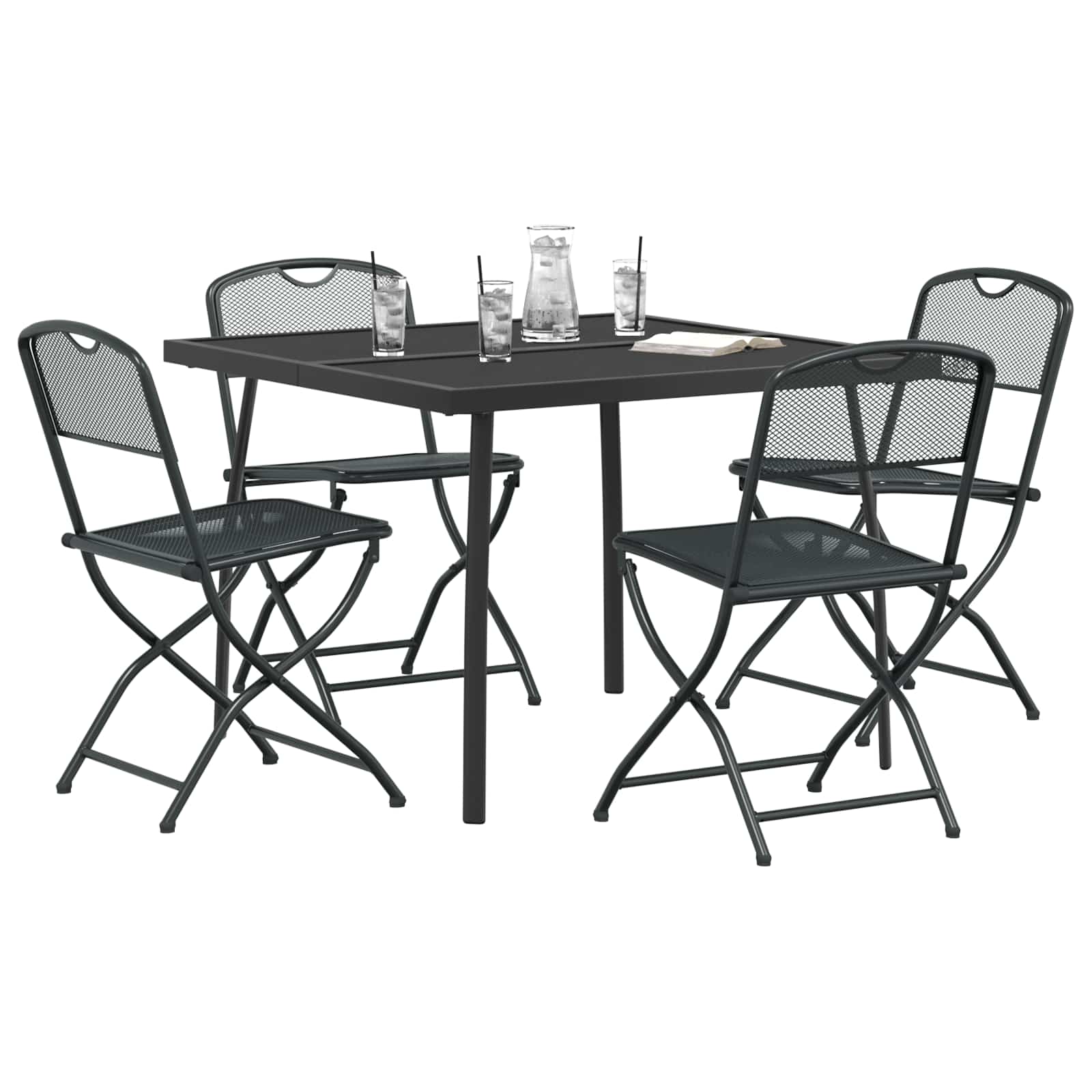 Buitenmeubelset 5 pcs Antracietkleurig Ijzer en Staal
