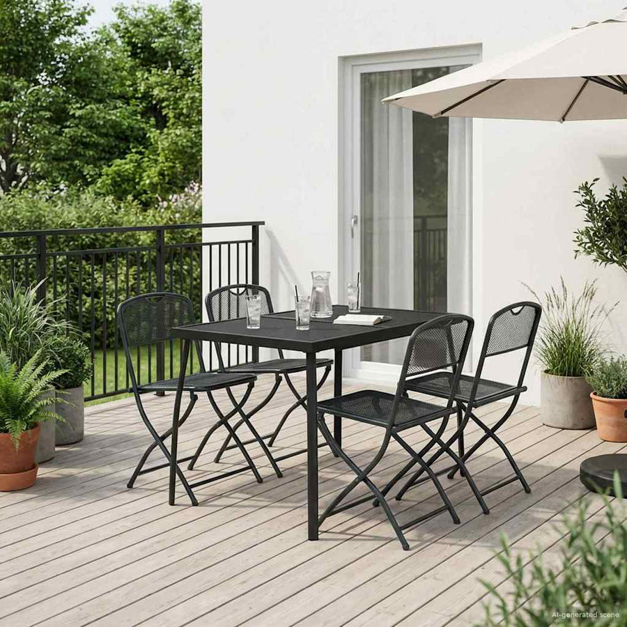 Buitenmeubelset 5 pcs Antracietkleurig Ijzer en Staal