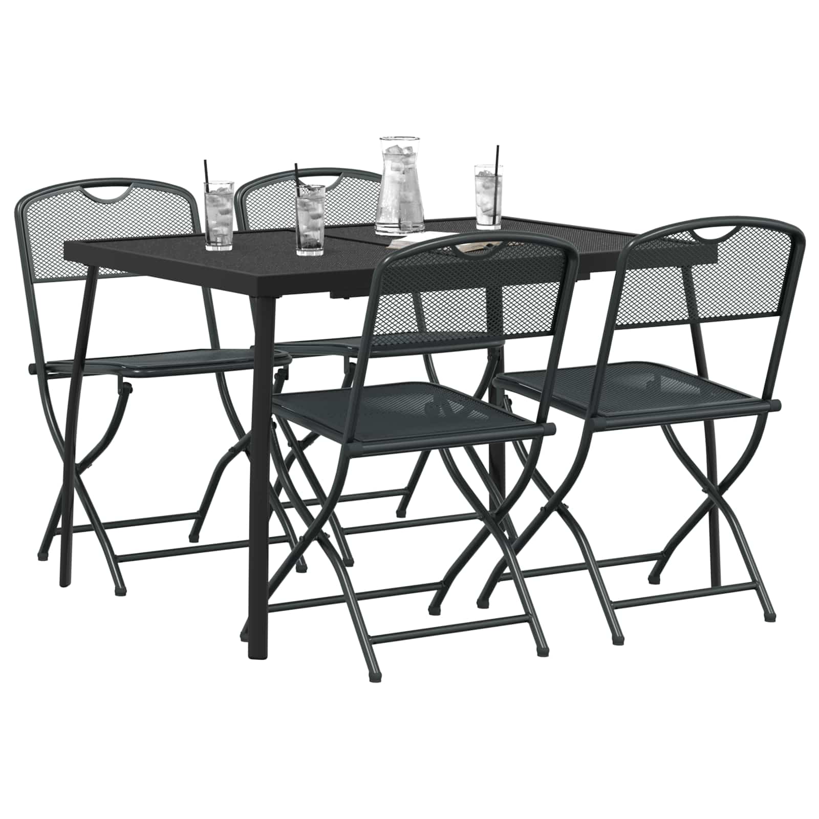 Buitenmeubelset 5 pcs Antracietkleurig Ijzer en Staal