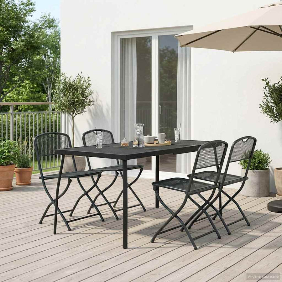 Buitenmeubelset 5 pcs Antracietkleurig Ijzer en Staal