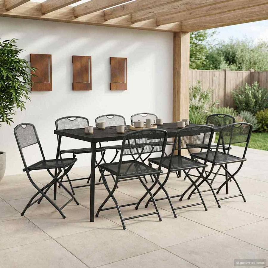 Buitenmeubelset 7 pcs Antracietkleurig Ijzer en Staal