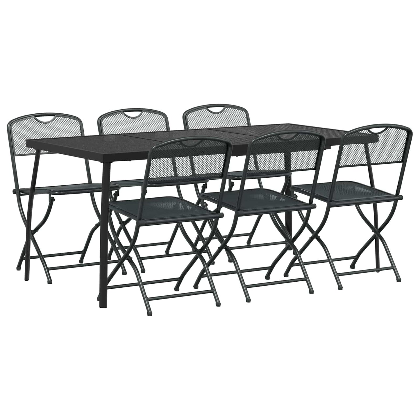 Buitenmeubelset 7 pcs Antracietkleurig Ijzer en Staal