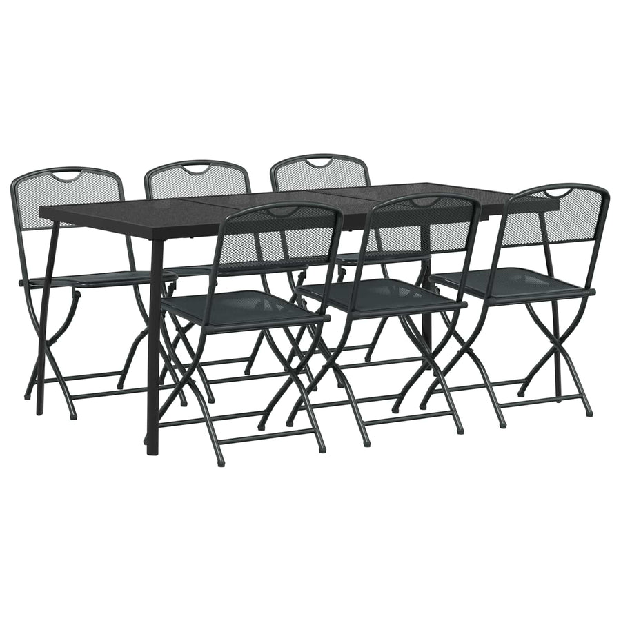 Buitenmeubelset 7 pcs Antracietkleurig Ijzer en Staal