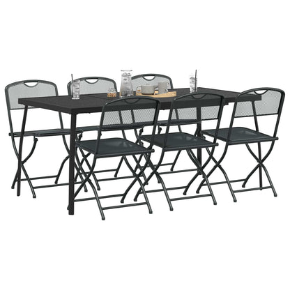 Buitenmeubelset 7 pcs Antracietkleurig Ijzer en Staal