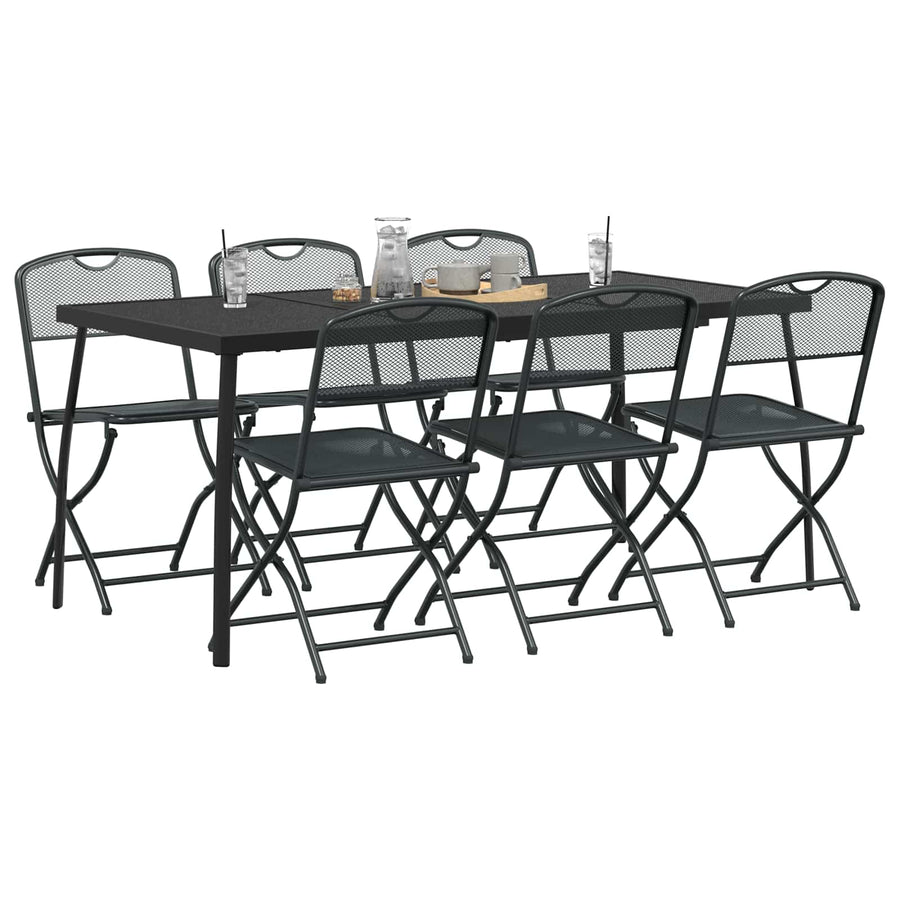 Buitenmeubelset 7 pcs Antracietkleurig Ijzer en Staal
