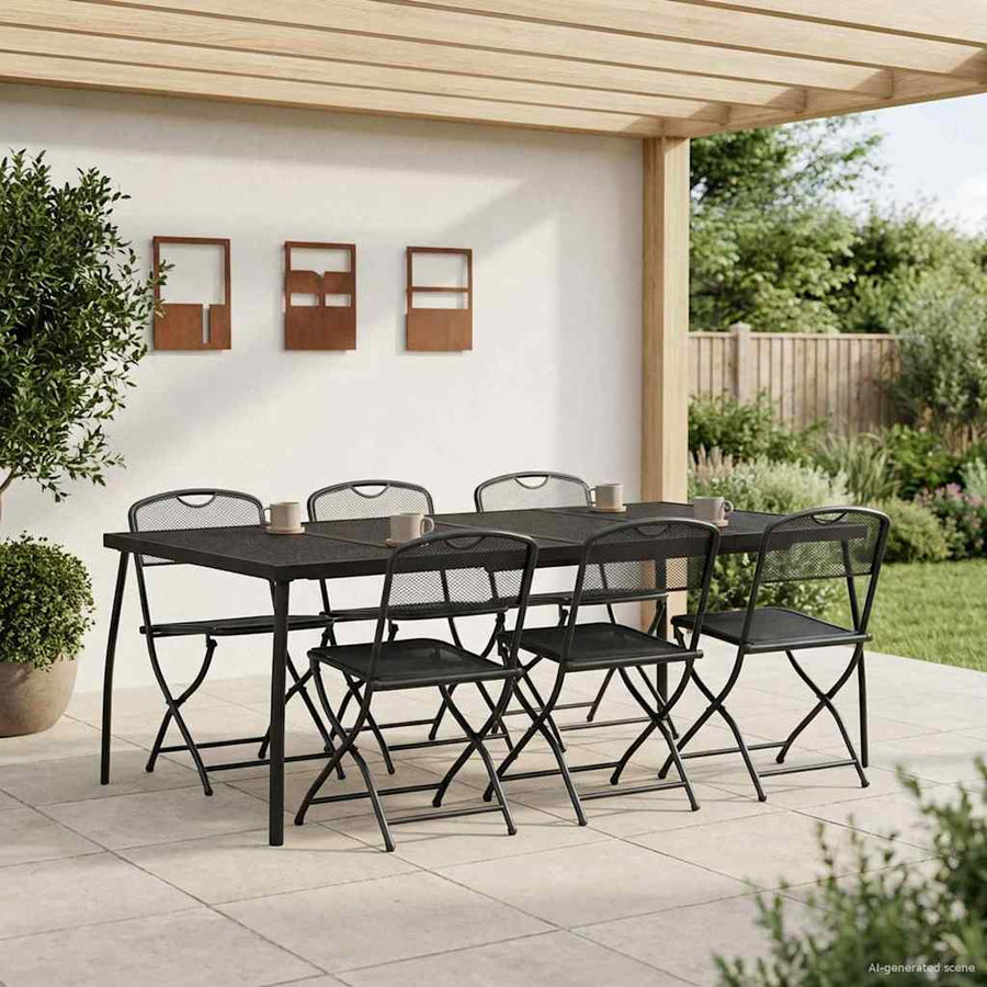 Buitenmeubelset 7 pcs Antracietkleurig Ijzer en Staal