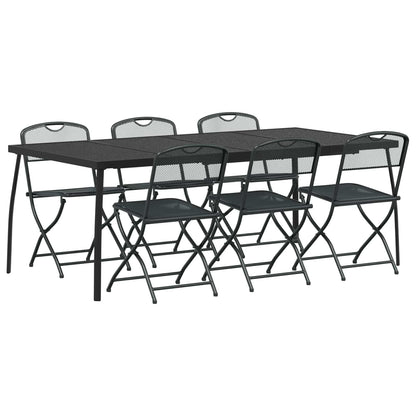 Buitenmeubelset 7 pcs Antracietkleurig Ijzer en Staal