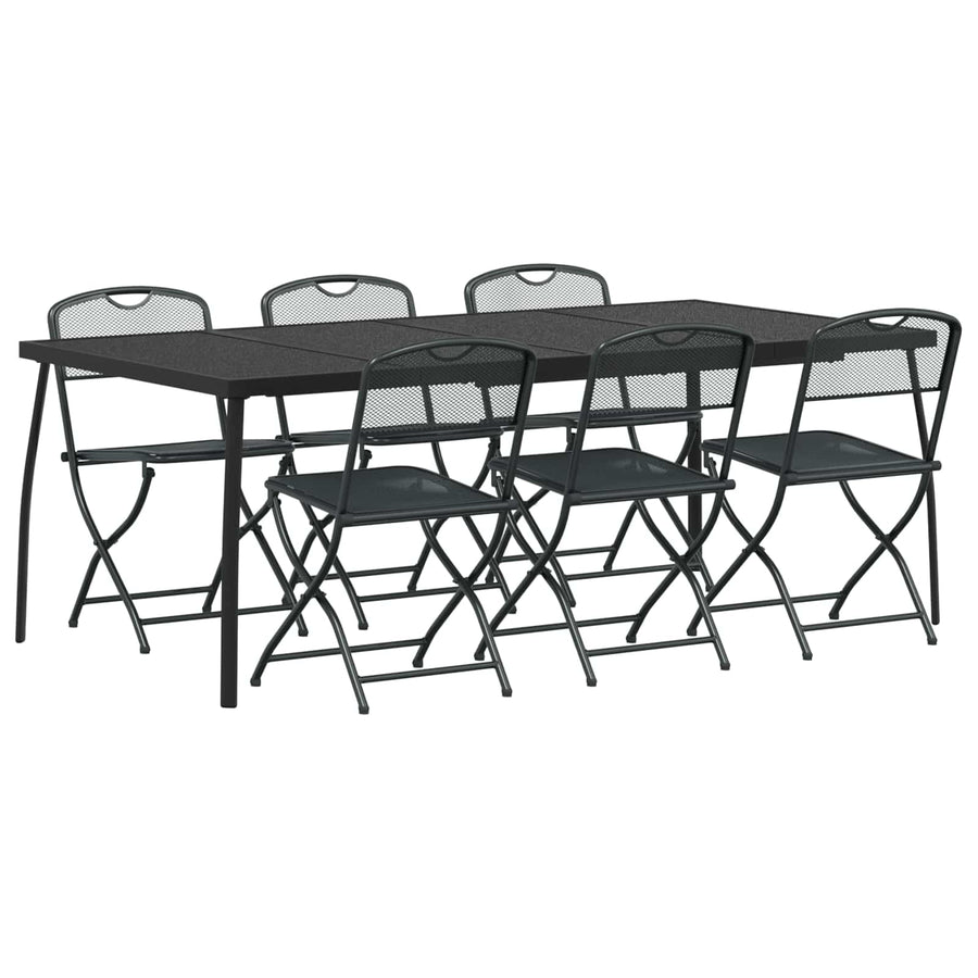 Buitenmeubelset 7 pcs Antracietkleurig Ijzer en Staal