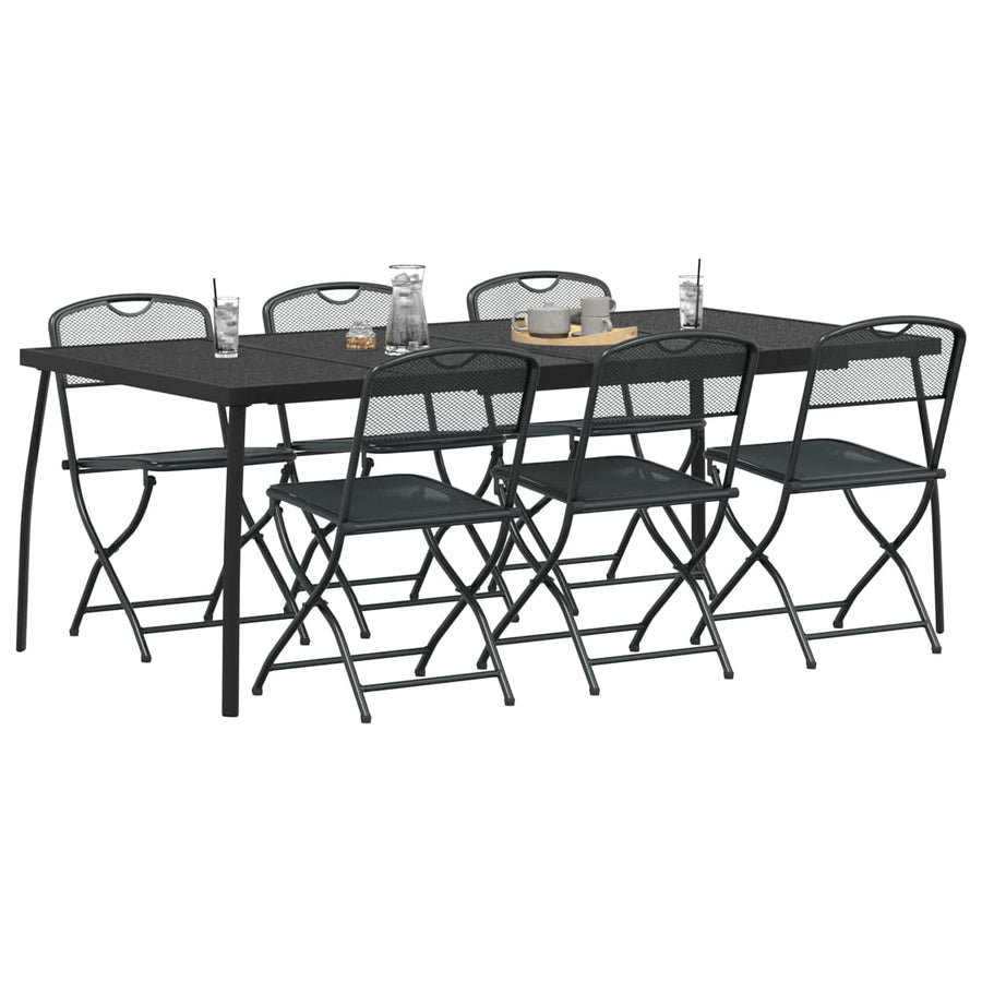 Buitenmeubelset 7 pcs Antracietkleurig Ijzer en Staal