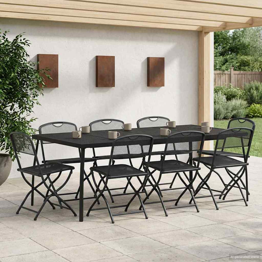Buitenmeubelset 9 pcs Antracietkleurig Ijzer en Staal