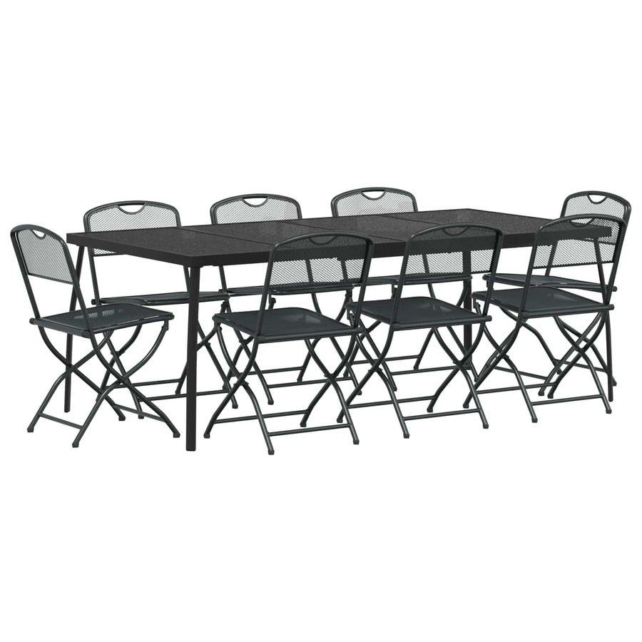 Buitenmeubelset 9 pcs Antracietkleurig Ijzer en Staal