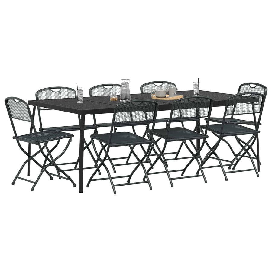 Buitenmeubelset 9 pcs Antracietkleurig Ijzer en Staal
