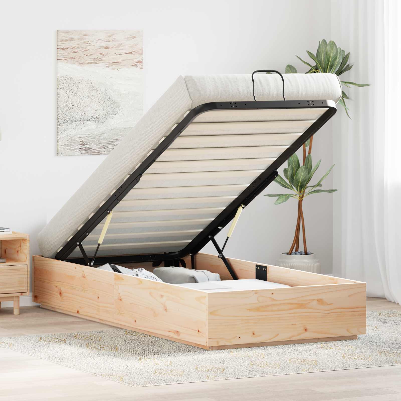 Ottoman Bedframe Naturel 75 x 190 cm Massief grenenhout