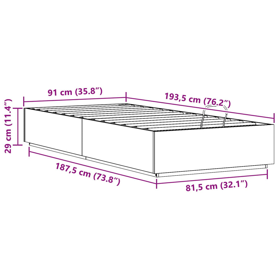 Ottoman Bedframe Wit 90 x 190 cm Massief grenenhout