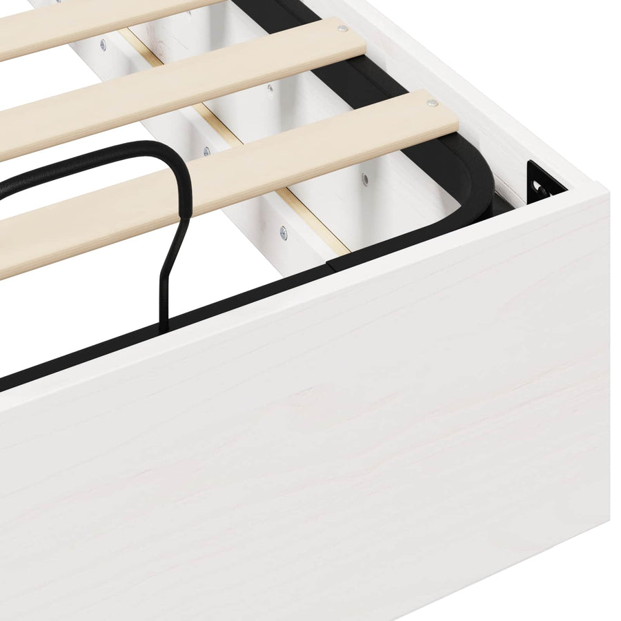 Ottoman Bedframe met opslag Wit 80 x 200 cm Massief grenenhout