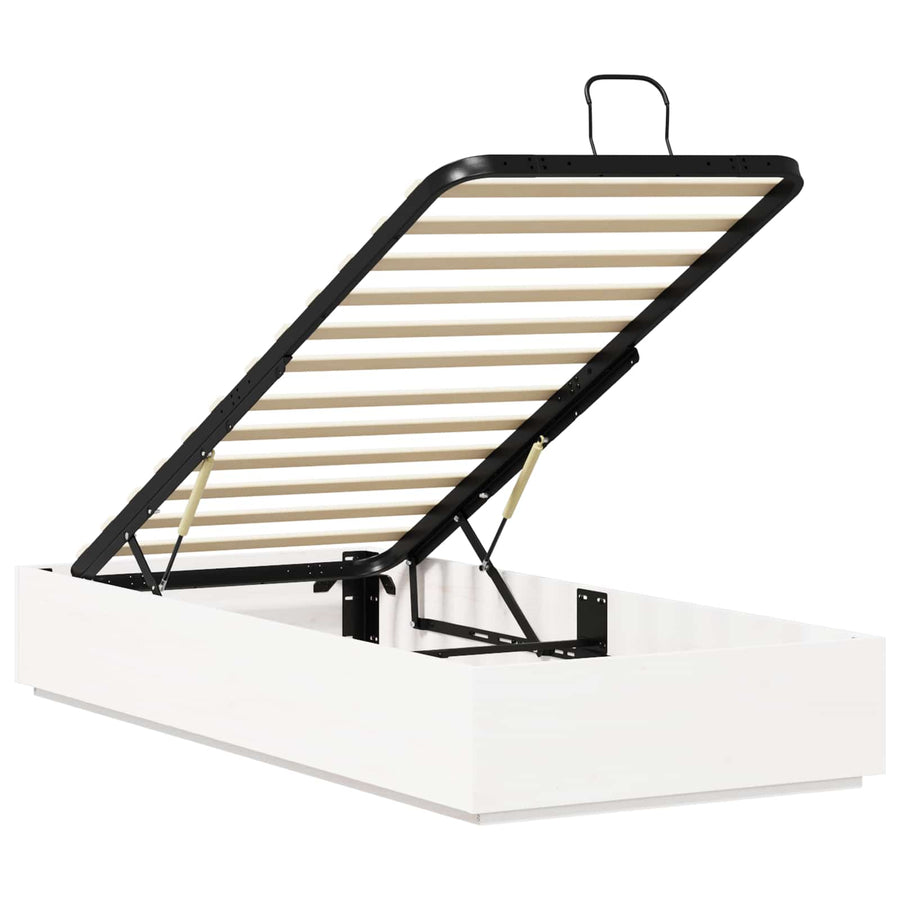 Ottoman Bedframe met opslag Wit 80 x 200 cm Massief grenenhout