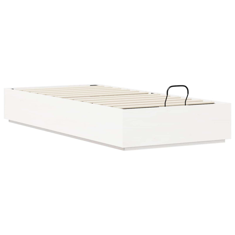 Ottoman Bedframe met opslag Wit 80 x 200 cm Massief grenenhout