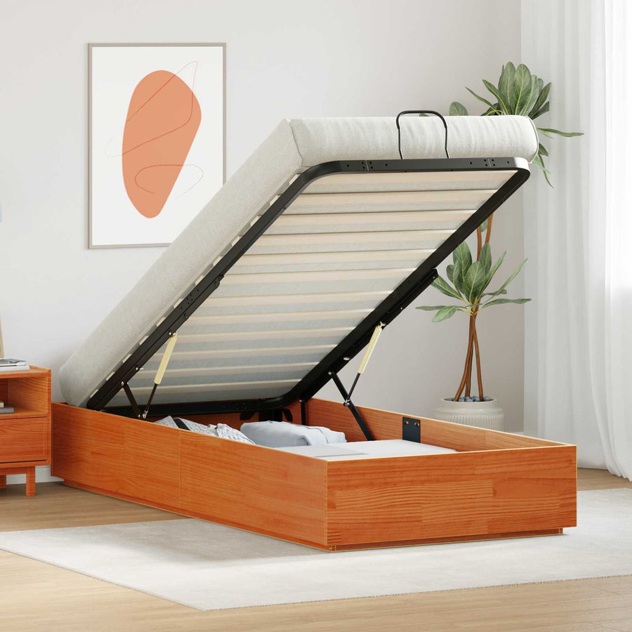 Ottoman Bedframe Waskleur Bruin 80 x 200 cm Massief grenenhout
