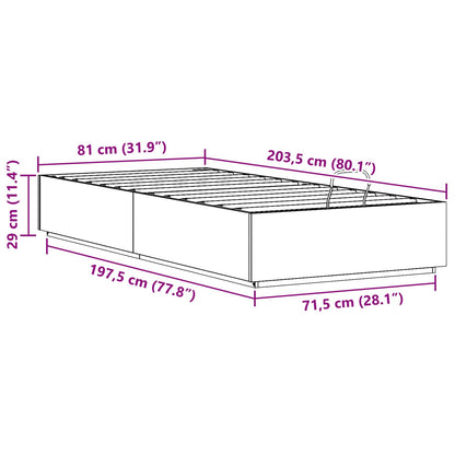 Ottoman Bedframe Waskleur Bruin 80 x 200 cm Massief grenenhout