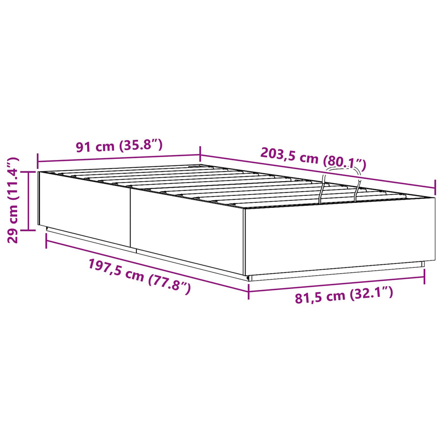 Ottoman Bedframe Naturel 90 x 200 cm Massief grenenhout