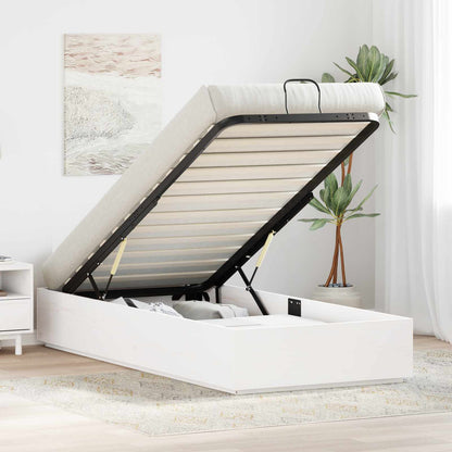 Ottoman Bedframe Wit 90 x 200 cm Massief grenenhout