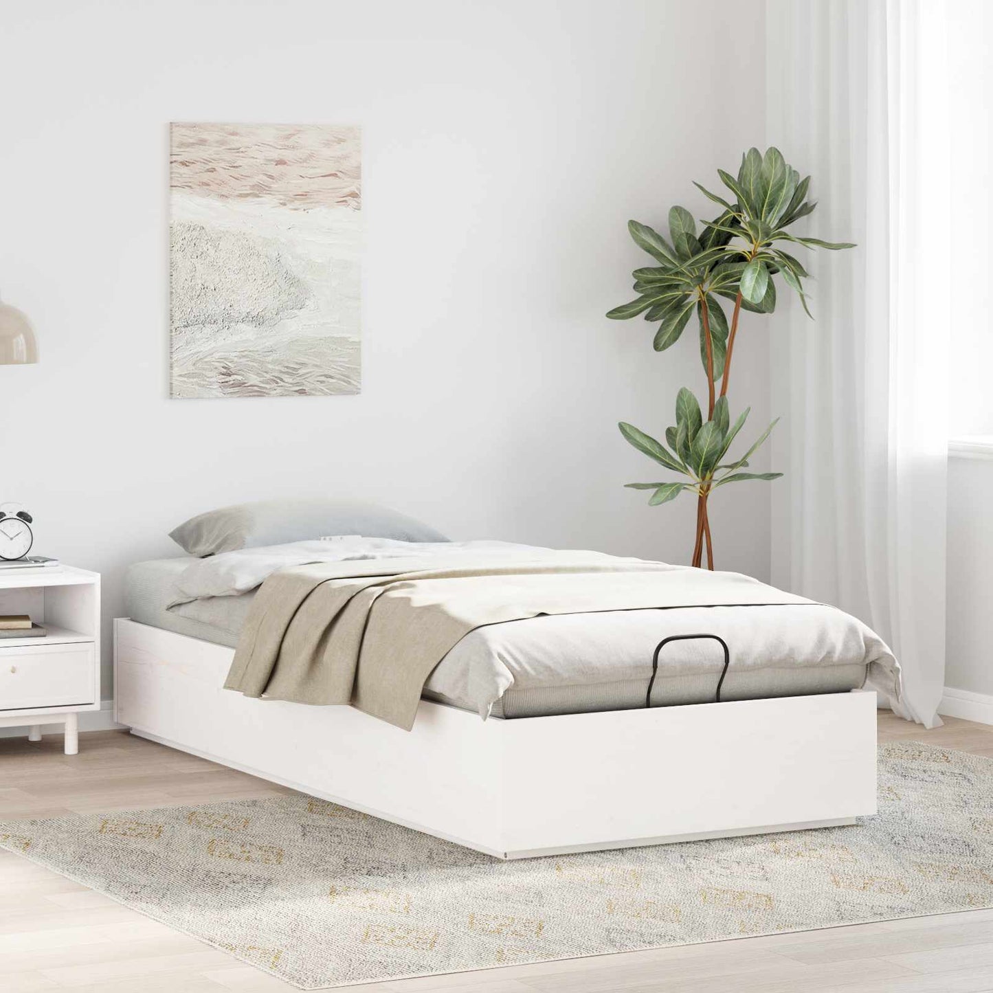 Ottoman Bedframe Wit 90 x 200 cm Massief grenenhout