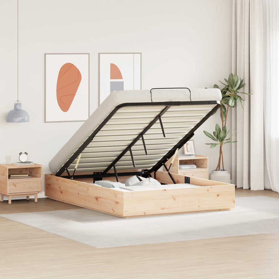 Ottoman Bedframe Naturel 120 x 190 cm Massief grenenhout