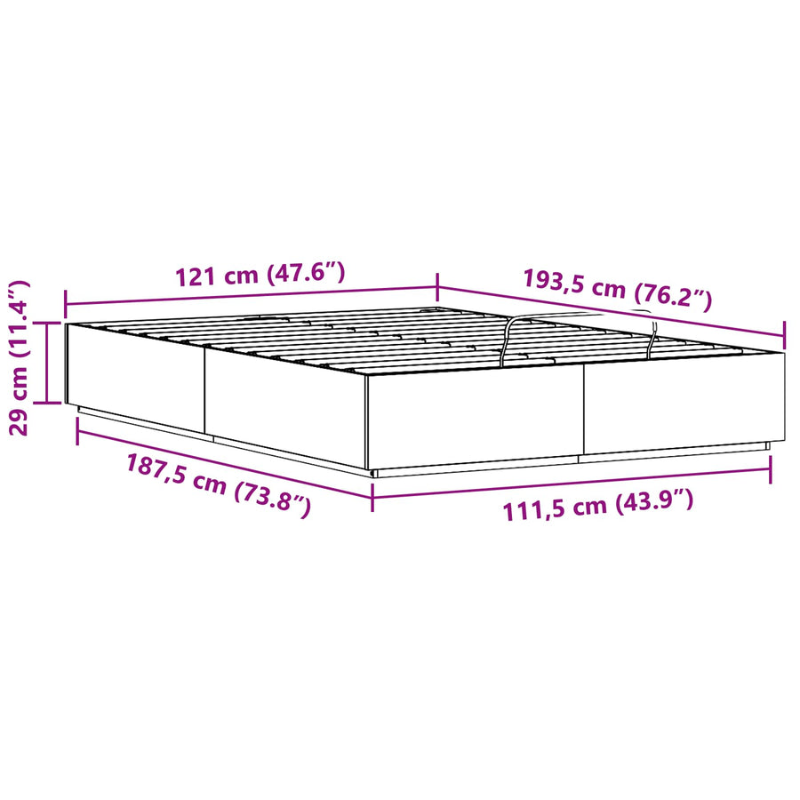 Ottoman Bedframe Naturel 120 x 190 cm Massief grenenhout