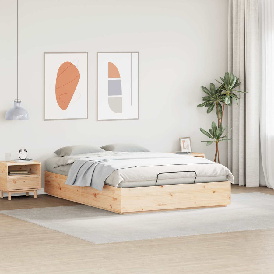 Ottoman Bedframe Naturel 140 x 190 cm Massief grenenhout
