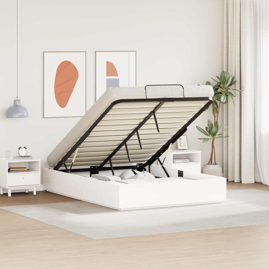 Ottoman Bedframe Wit 140 x 190 cm Massief grenenhout