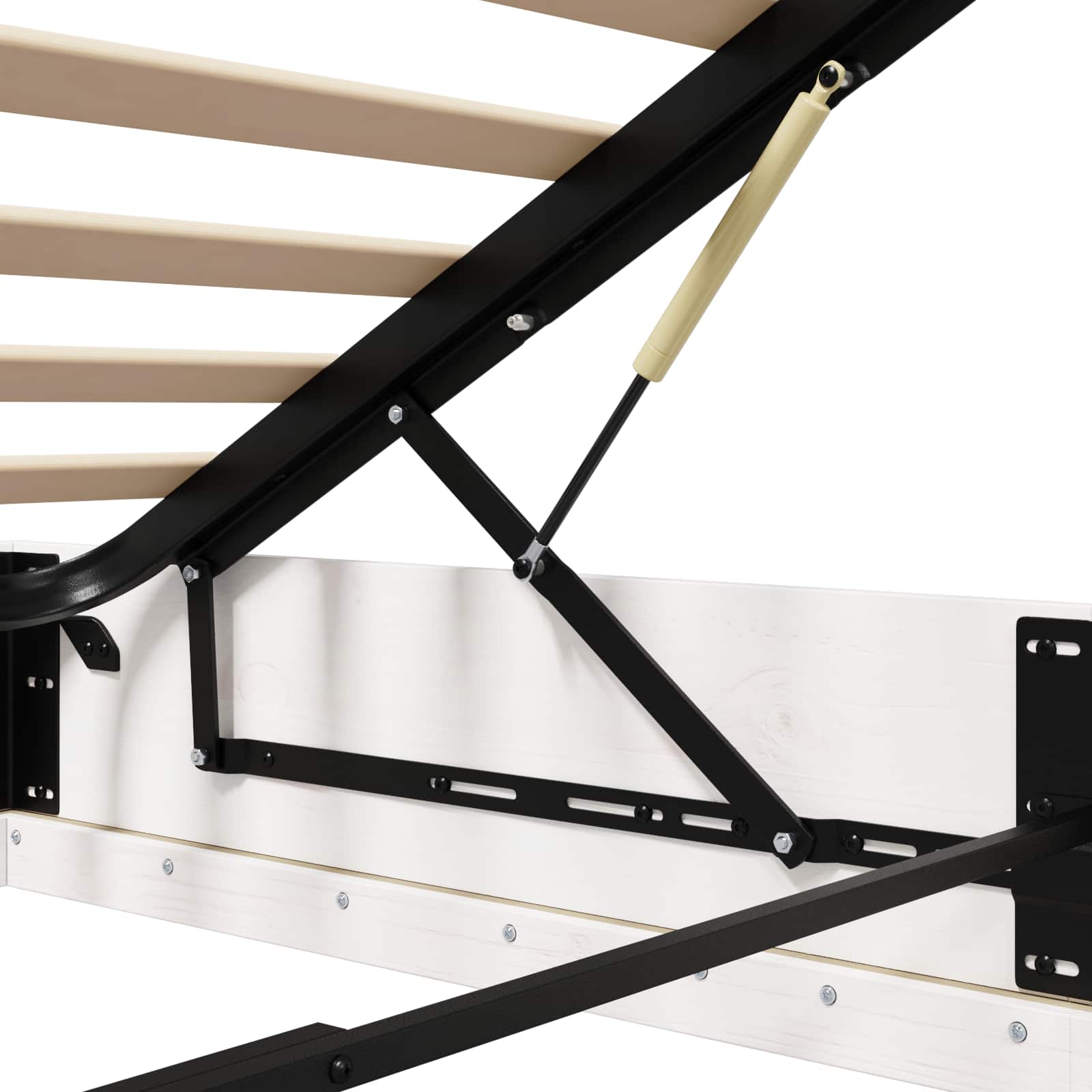 Ottoman Bedframe met opslag Wit 140 x 200 cm Massief grenenhout
