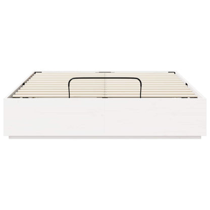 Ottoman Bedframe Wit 150 x 200 cm Massief grenenhout