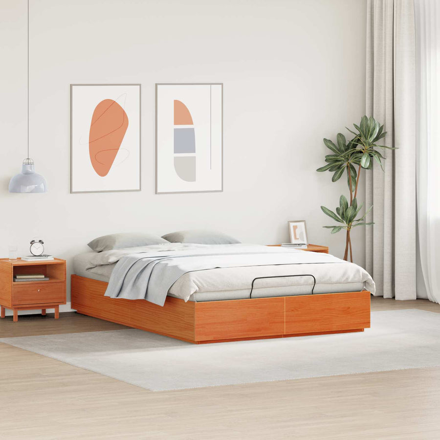 Ottoman Bedframe Wasbruin 150 x 200 cm Massief grenenhout