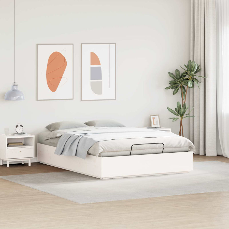 Ottoman Bedframe Wit 160 x 200 cm Massief grenenhout
