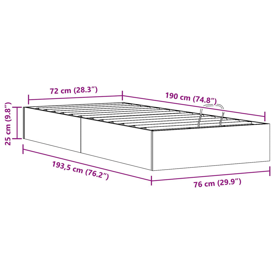 Ottoman Bedframe met Opslag 2 pcs Naturel 70 x 190 cm