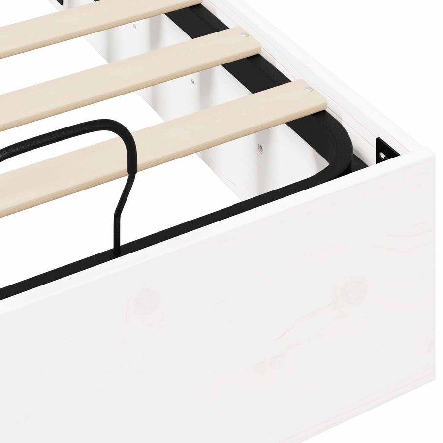 Ottoman Bedframe met Opslag Wit 75 x 190 cm Massief grenenhout