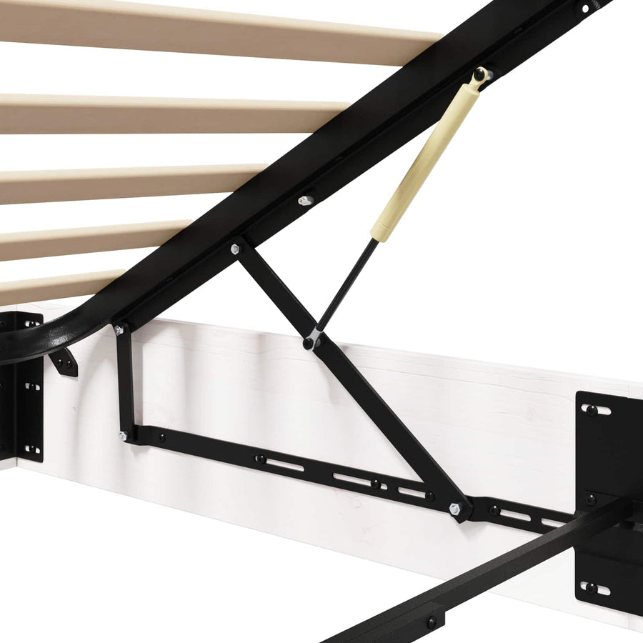 Ottoman Bedframe met Opslag Wit 75 x 190 cm Massief grenenhout