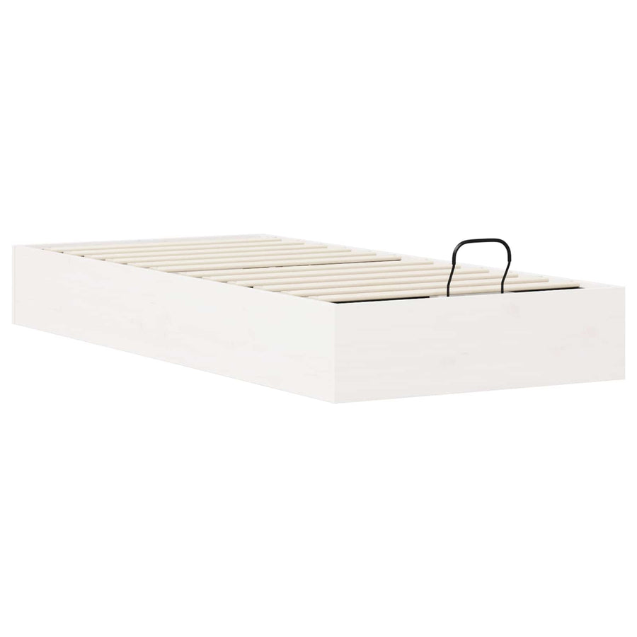 Ottoman Bedframe met Opslag Wit 75 x 190 cm Massief grenenhout