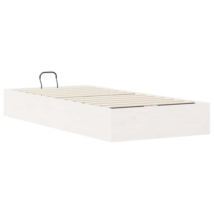 Ottoman Bedframe met Opslag Wit 75 x 190 cm Massief grenenhout