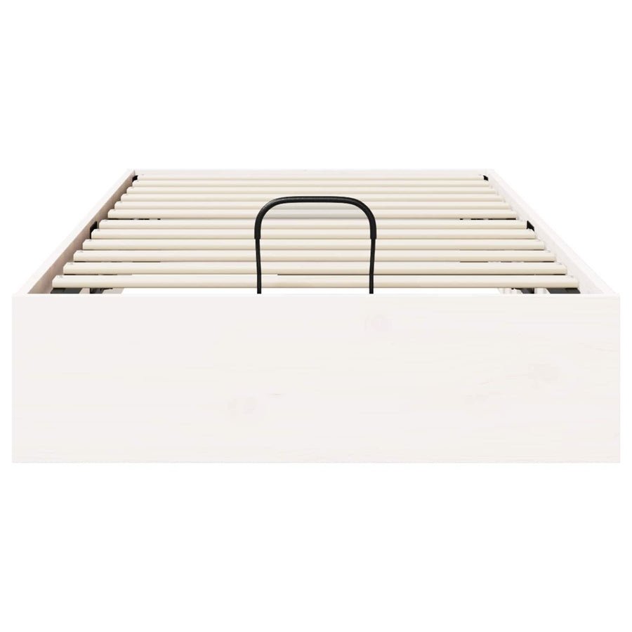 Ottoman Bedframe met Opslag Wit 75 x 190 cm Massief grenenhout