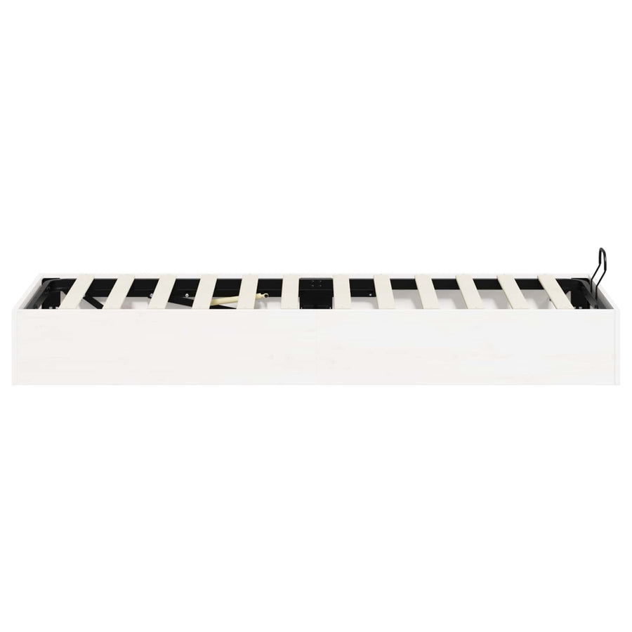Ottoman Bedframe met Opslag Wit 75 x 190 cm Massief grenenhout