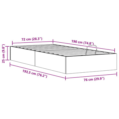 Ottoman Bedframe met Opslag Wit 75 x 190 cm Massief grenenhout