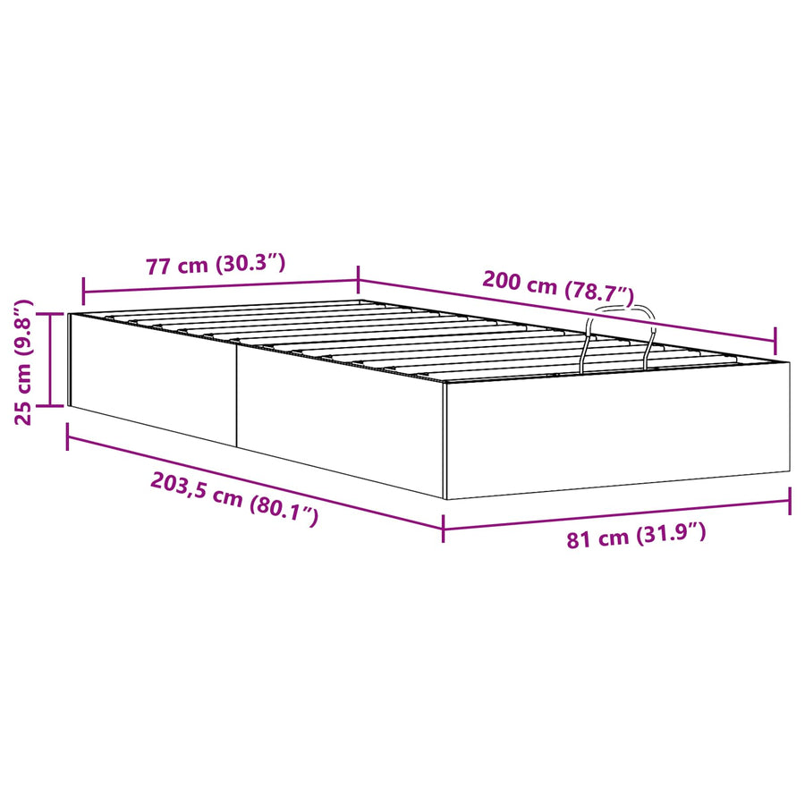Ottoman Bedframe met Opslag Naturel 80 x 200 cm