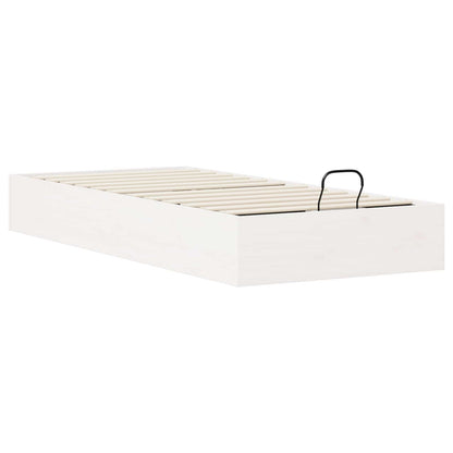 Ottoman Bedframe met Opslag Wit 80 x 200 cm Massief grenenhout